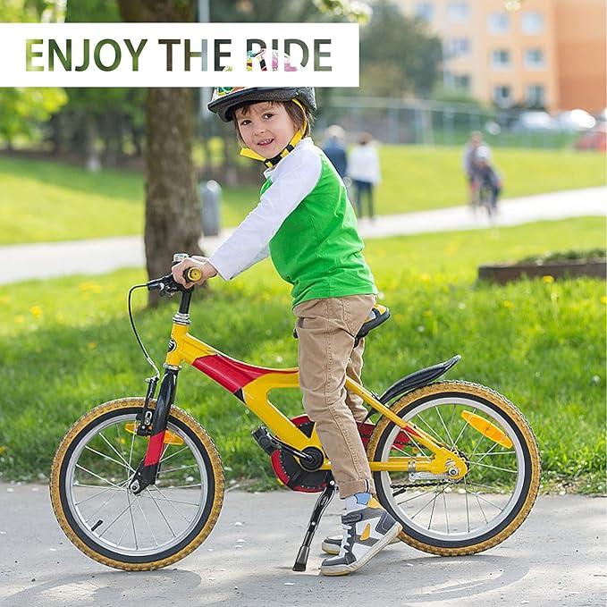 Kickstand for Kids Bike for 16 18 20 Inch Adjustable Folding Center Mount Children's Bicycles Black Aluminium Alloy Bike Kick Stand Easy Install
