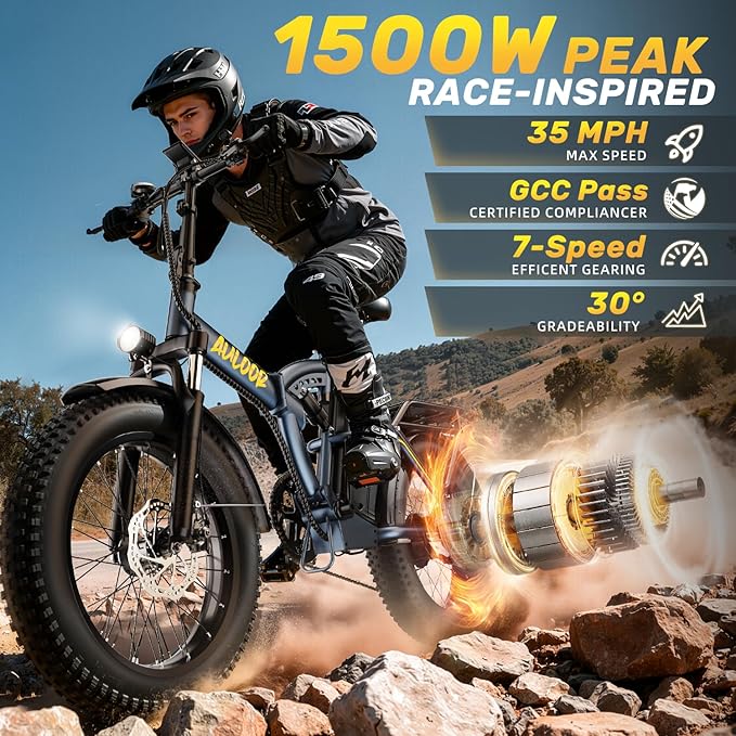 Folding Electric Bike for Adults and Seniors, 1000W Motor 48V 20AH Battery 30MPH 80 Miles, 20" Fat Tire All Terrain Ebike, 7-Speed Commuter E Bike, Step-Thru Electric Bicycle for Women and Teens