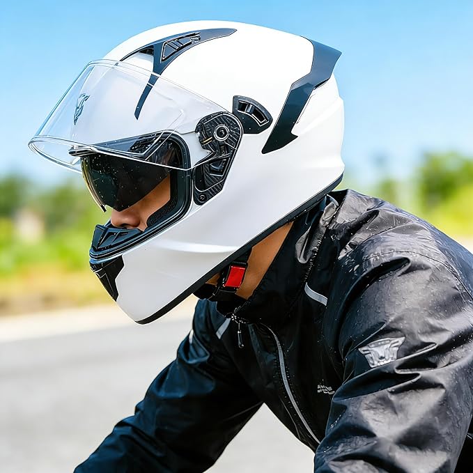 VCOROS Full Face Dual Visor Motorcycle Helmet for Adults Motorbike Street Bike Racing Helmets X9 DOT Approved with Black Visor