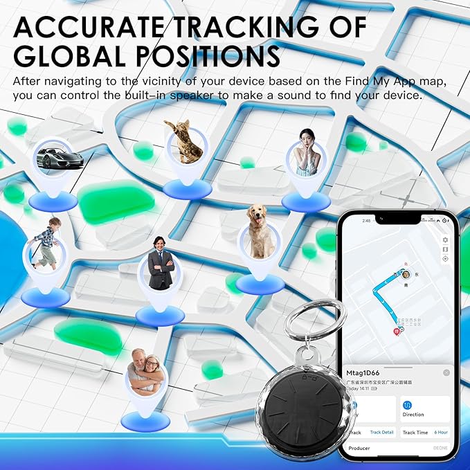 1PCS Black GPS Tracker for Vehicles,Real Time Car Tracker Work with Apple Find My(iOS Only),No Subscription Global Coverage Hidden Car Locator with Magnetic Case