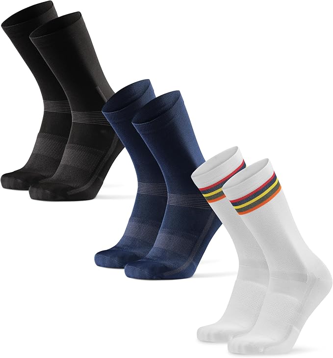 DANISH ENDURANCE Cycling Socks, Crew Length, Breathable, Cushioned, Biking Socks for Men & Women, 3 & 5-Pack
