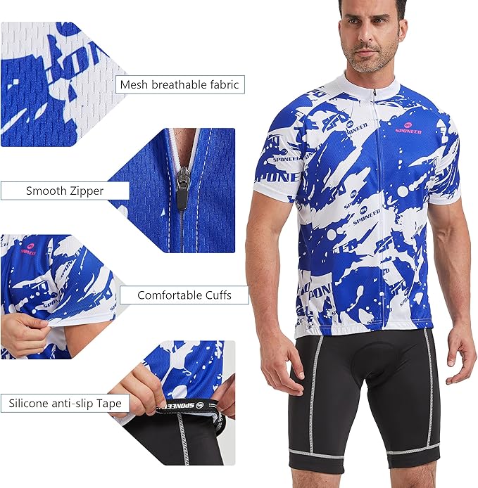 Men Bike Jersey Short Sleeve Road Cycling Shirts Biking Tops Moisture Wicking