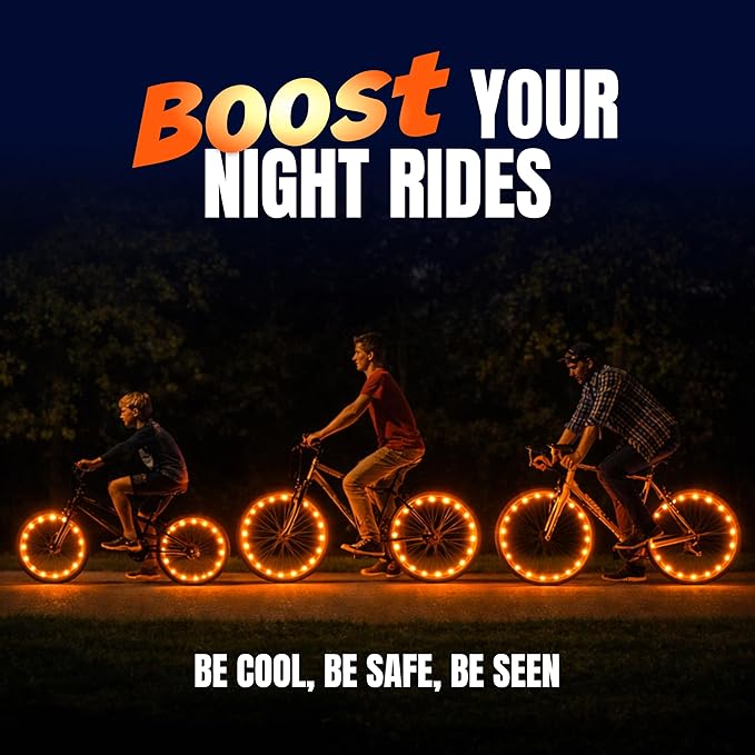 Activ Life 2-Tire Pack LED Bike Wheel Lights with Batteries Included, Get 100% Brighter and Visible from All Angles for Ultimate Safety and Style