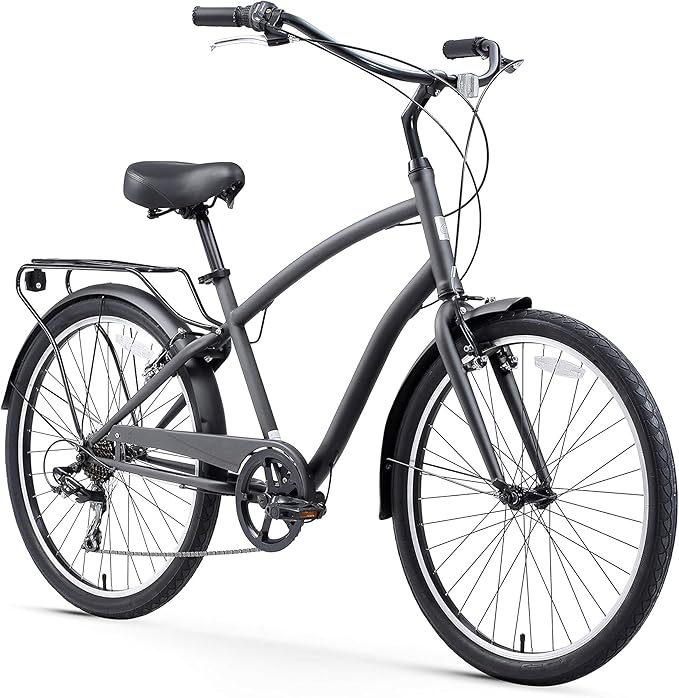 sixthreezero EVRYjourney Men's Steel Beach Cruiser Bike, Hybrid Bicycle with Rear Rack and Fenders, 26-Inch Wheels, Multiple Speed Options and Color Options