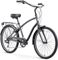 sixthreezero EVRYjourney Men's Steel Beach Cruiser Bike, Hybrid Bicycle with Rear Rack and Fenders, 26-Inch Wheels, Multiple Speed Options and Color Options
