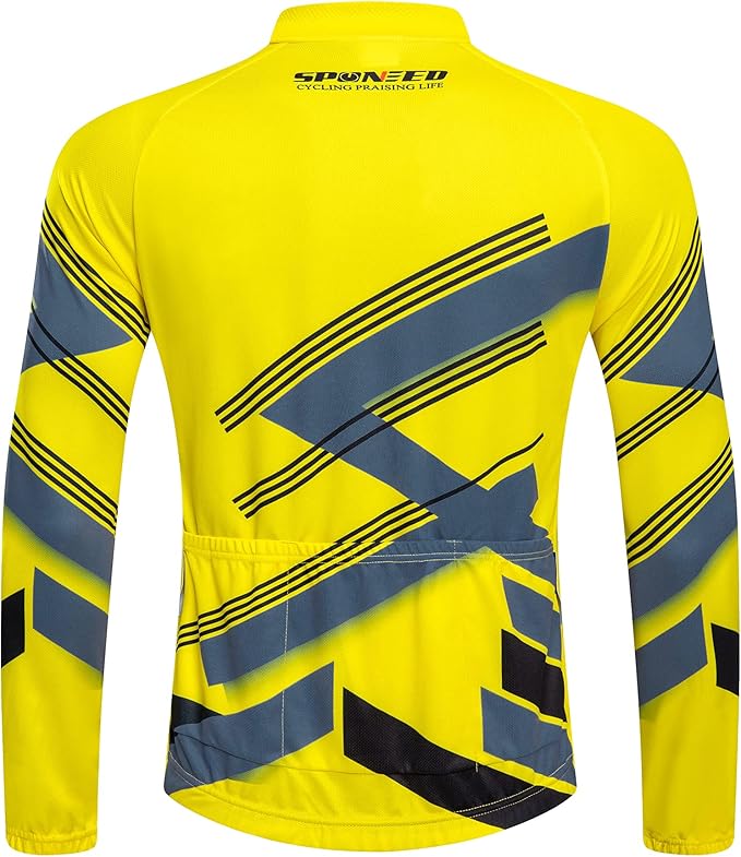 sponeed Cycling Clothes for Men Long Sleeve Mountain Bike Road Bicycle Shirt Jerseys Padded Pants Biking Outfits