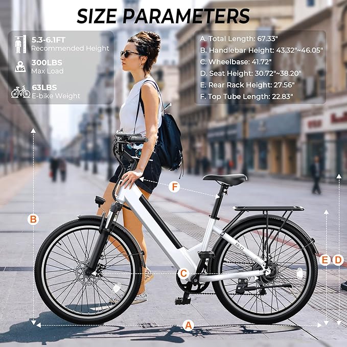 Electric Bike for Adults,26" Step-Thru EBike with 1000W Peak Motor,50 Miles 21.7MPH Adult Electric Bicycles with 48V Internal Removable Battery, Adjustable Stem,7 Speed,UL 2849 Certified