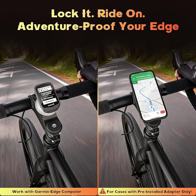 Bike Computer Mount Compatible with Garmin Edge, iGPSPORT, XOSS - Aluminum Cycling GPS Mount with Secure Dual-Lock, Quarter-Turn Release, Fit Edge 1050 1040 840 540 and More MTB Bicycle Computer