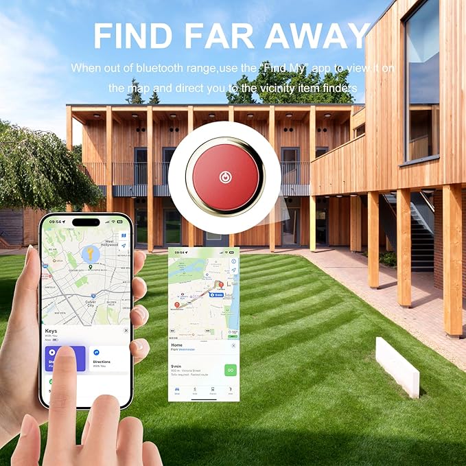 Tracker Finder Works for Apple Find My (iOS Only) GPS Tracker for Luggage Keys Backpack (Red, 1Pack)