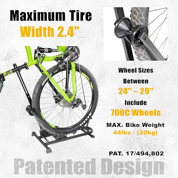CyclingDeal Upright Bike Stand - Premium Quality Vertical & Horizontal Adjustable Bicycle Floor Parking Rack - for Storing MTB Road Bikes - up to 29