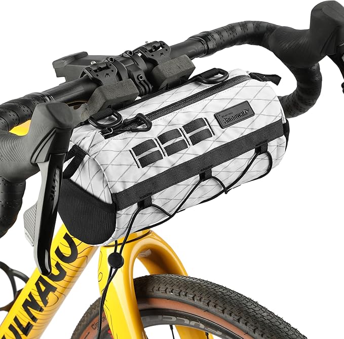 Rhinowalk Bike Handlebar Bag Waterproof Bicycle Front Bag Frame Storage Roll Bag Mountain Road Bikes Commuter Shoulder Bag Professional Cycling Accessories-Black