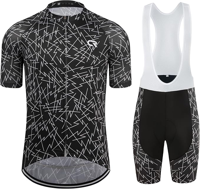 Coconut Ropamo CR Men's Cycling Jersey Set Road Bike Jersey Zipper Pocket Bib Shorts with 4D Padded Cycling Clothing Set
