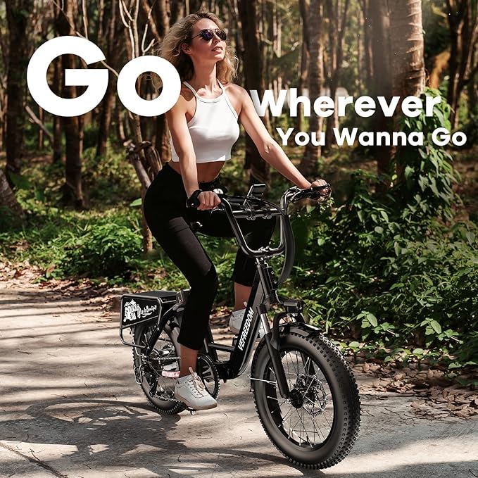 EUY Electric Bike for Adults with Peak 1500W Motor, 48V 20Ah Removable Battery Fast Ebike,Max 70Miles & 30MPH,20" x4.0 Fat Tire Commuting Electric Mountain Bike,7-Speed, Step-Thru Bicycle