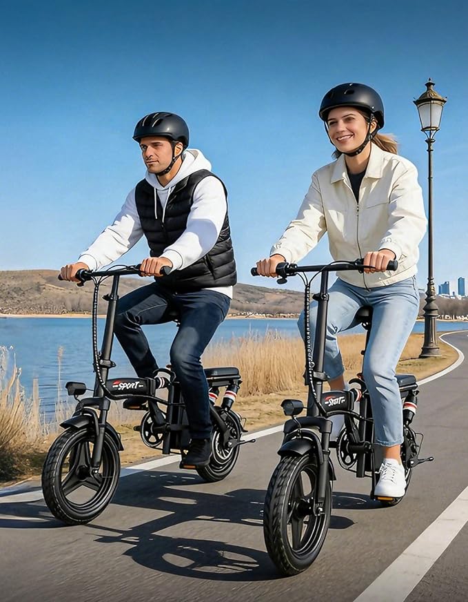 Electric Bike for Adults Teens, 1200W Peak Motor, 25MPH Folding E-Bike, 480/720Wh Battery, 45 Miles Range, Advanced 6/8 Point Suspension, 14" Compact Electric Bicycle with Pedals for Commuting