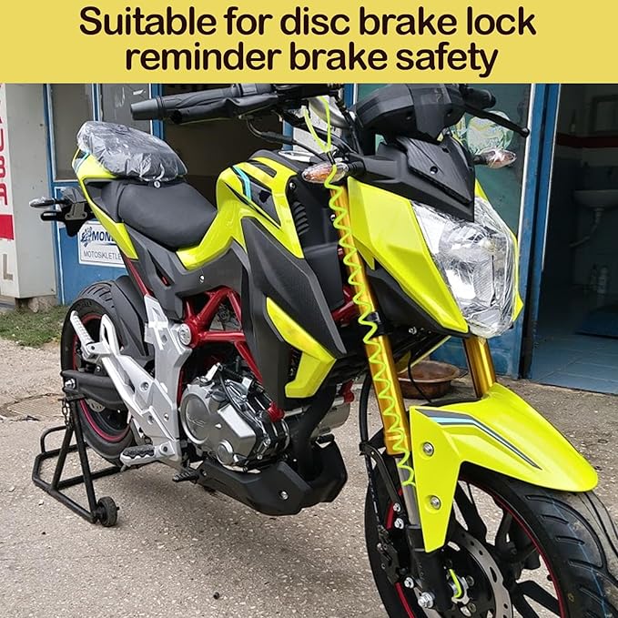 1PCS Motorcycle Disc Lock Reminder Cable Yellow Disc Lock Reminder Cable for Motorcycle Alarm Discs Brake Locks Warning Cables Anti Heft Security Spring Coil Cables