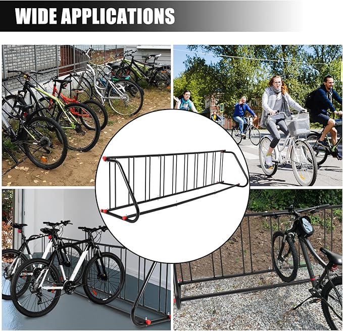 Commercial Grid Bike Rack for 10 Bikes, Heavy Duty Metal Bicycle Parking Rack for Mountain, Hybrid, or Kids’ Bikes, Outdoor Bike Stand Floor for Garage Retail School Backyard Bicycle Shop, Single Side