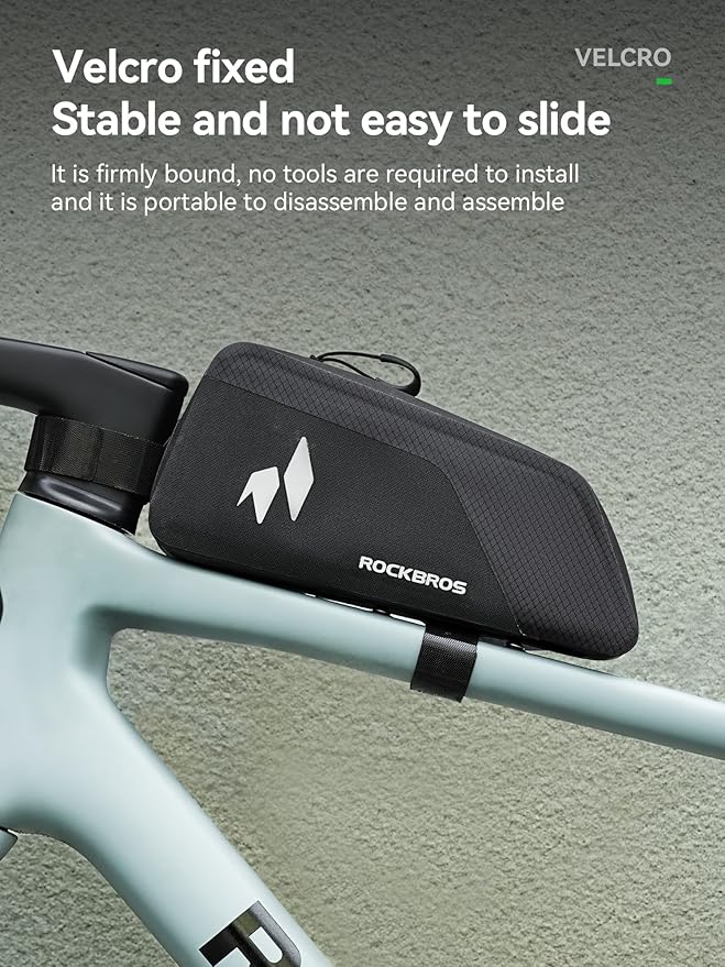 ROCKBROS Top Tube Bike Frame Bag Waterproof Stable & Complete Set 1L Bicycle Storage Front Bag E-Bike Accessories for Women Men Cycling Fits for Outdoor Long Journey MBT Mountain Road Bike Gear Black
