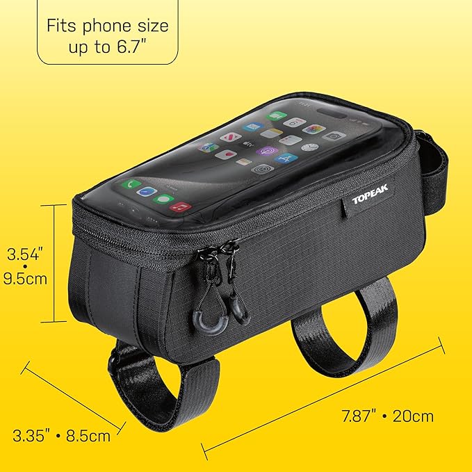 Topeak Bento Pack – 2-in-1 Top Tube Bike Bag & Touchscreen Phone Case with Dual Compartment Storage, Adjustable Straps, and Durable Nylon-TPU Construction