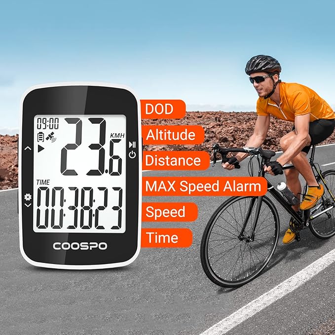 COOSPO BC26 Bike Speedmeter GPS, Wireless Bike Computer for Entry Level Rider, Bicycle Speedometer Odometer Wireless Cycling Computer with Automatic Backlight
