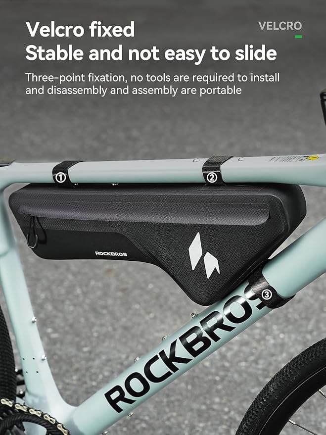 ROCKBROS Bike Frame Bag Waterproof Stable & Complete Set Top Tube Bicycle Storage Bag E-Bike Accessories for Women Men Cycling Fits for Outdoor Long Journey MBT Mountain Road Bike Gear Black