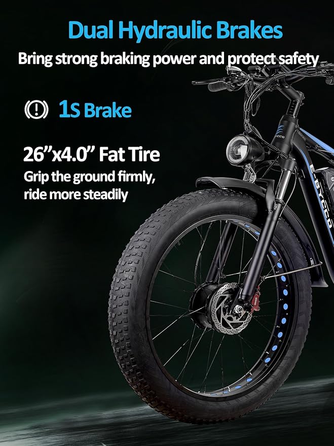 6000W Electric Bike for Adults, 52V 32AH Dual Motor E-Bike, Up to 100Mile & 45MPH All-Terrain Fat Tires Full Suspension 24/26 Inch Electric Bicycles Hydraulic Disc Brake for Road UL2849 by SGS
