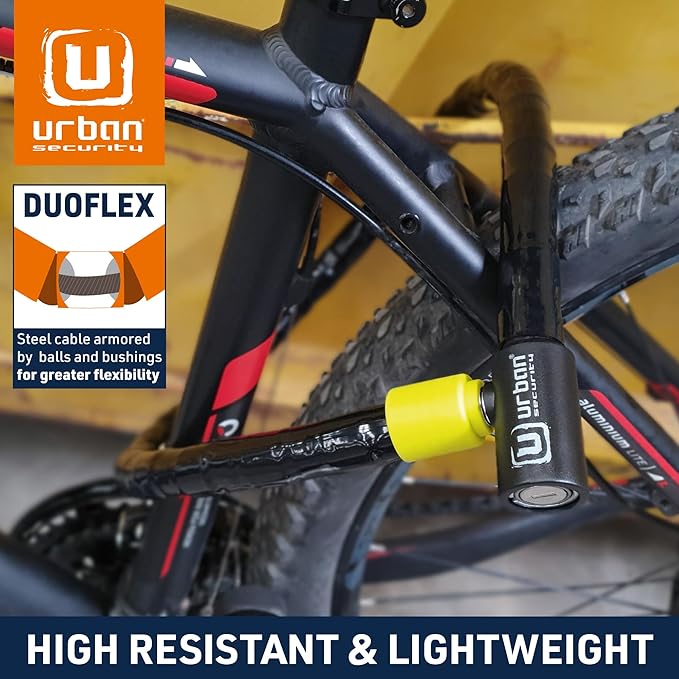 Urban UR5120 Phyton Cable Lock, Reinforced Steel Cable with Very Flexible Articulated Shielding, High Security Lock, Anti Theft Armored Cable for Motorcycle, Electric Bicycle, Scooter, 120cm/3,9ft