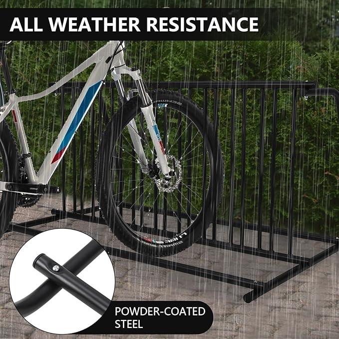 10-Bike Commercial Floor Bike Rack Stand, Grid Bike Rack In Ground, Heavy Duty Dual Sided Bicycle Storage Stand Floor Parking Stand for Garages, Schools, Retail Stores