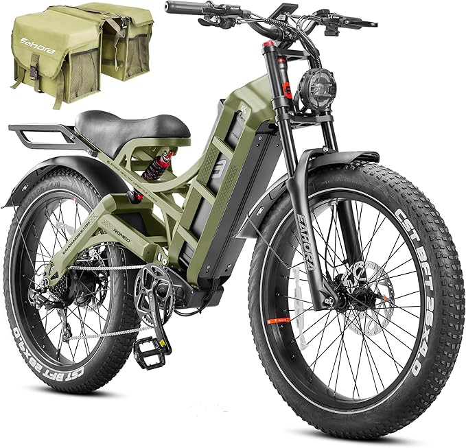 eAhora 2026 Romeo Pro 3 5600W 50Mph High-Torque Ebike, 60V 80Ah 250-Mile Long Range Electric Bike for Adults, Adjustable Air Suspension, 26'' Puncture-Proof Tire, UL 2849 Certified by TÜV