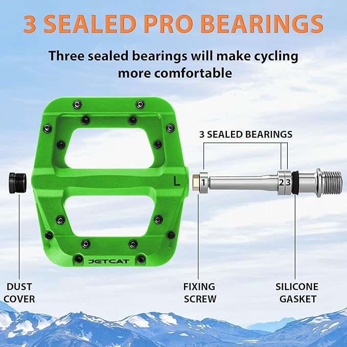 Mountain Bike Pedals Flat - MTB Pedals Flat, Bicycle Pedals for BMX/MTN/Road/Gravel/EBike, BMX Pedals, Platform Pedals, Adults & Kids Bike Replacement Upgrades Parts 9/16