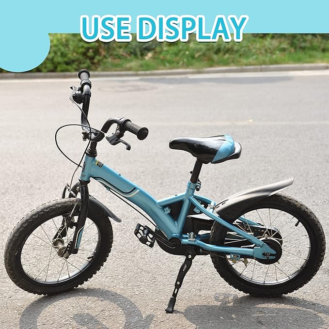 Kickstand for Kids Bike for 16 18 20 Inch Adjustable Folding Center Mount Children's Bicycles Black Aluminium Alloy Bike Kick Stand Easy Install