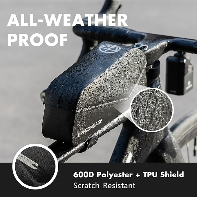 Top Tube Bike Frame Bag Magnetic Switch Waterproof Bikepacking Bicycle Storage Bag for Gravel Road Bike (Black)