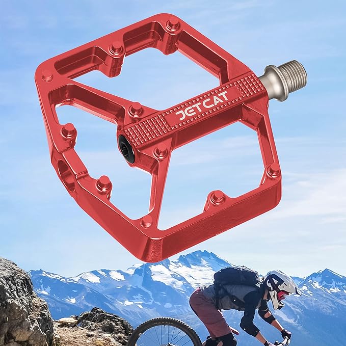 Mountain Bike Pedals Flat - MTB Pedals Flat, Bicycle Pedals, Road Bike Pedals, BMX Pedals, for BMX MTN Road Gravel EBike, Specialized Parts, Adults, Aluminum Metal Stamp 9/16"