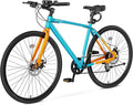 MOPHOTO Hybrid Bike for Adults, 700C City Commuter Bicycle, Lightweight Aluminum Frame, 8-Speed Urban Fitness Bike for Men&Women, Dual Disc Brakes, Upright Flat Handlebar, LED Headlight & Reflectors