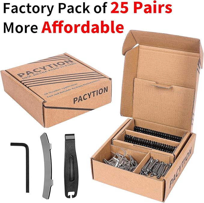 25 Pairs Bike Brake Pads Compatible for Shimano Disc Brake Pads XTR M975 M966 M965 SLX M665 LX M596 Deore XT MTB Bicycle Brake Pads Replacement, Electric Ebike Brake Pads with 3 Installation Tools
