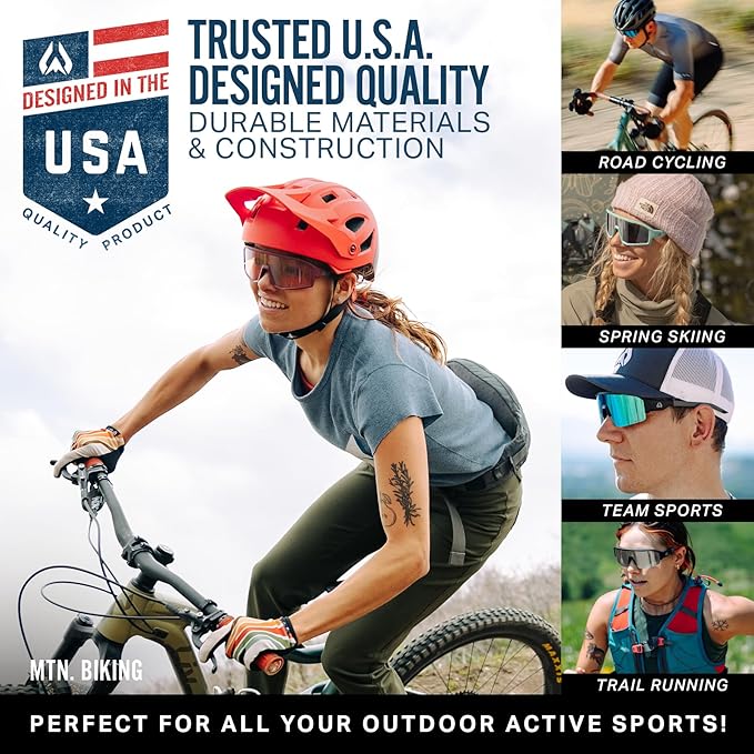 Wildhorn Radke MTB Cycling Glasses, UV400 Sports Ski Running Sunglasses for Women & Men, Baseball Glasses w/3 Swap Lenses
