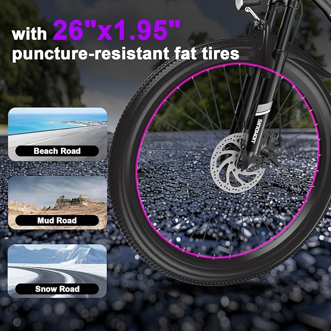 26" Electric E Bike for Adults, E-Bike Commuter – 500W Brushless Motor, 36V 10.4AH Battery, 7-Speed Gear, 20MPH Top Speed, 37+ Miles Long Range – Certified to UL 2849
