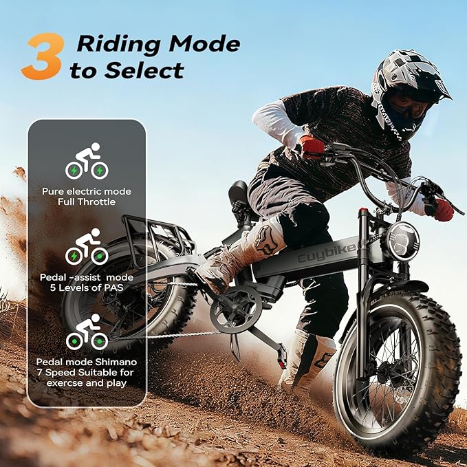 2000W/3000W Peak Motor Electric Bike for Adults, 48V/52V 25AH/30AH Battery Full Suspension Foldable Ebike, 20"x4.0" Fat Tires 35MPH Dirt Bike, 100/120 Miles Hydraulic Brake Magnesium Alloy Motorcycle