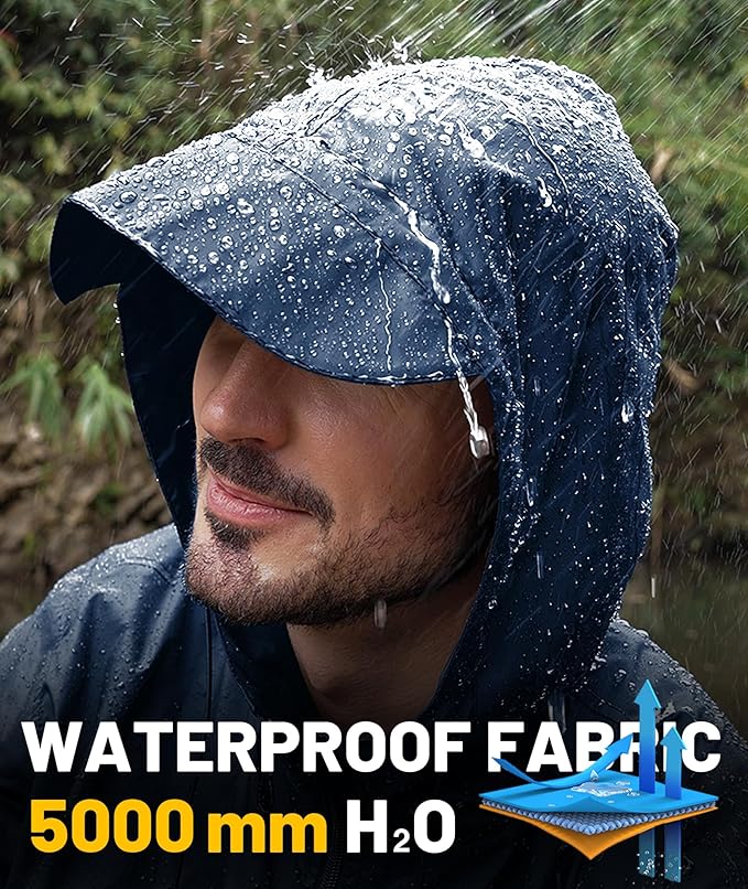 SWISSWELL Mens Rain Jacket & Coats Packable Lightweight Waterproof Windbreaker Hooded for Golf Cycling Hiking