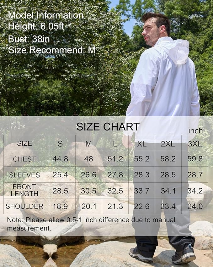 GIISAM Men’s Rain Jacket with Hood Lightweight Rain Coats Waterproof Raincoat Packable Windbreaker for Hiking Cycling