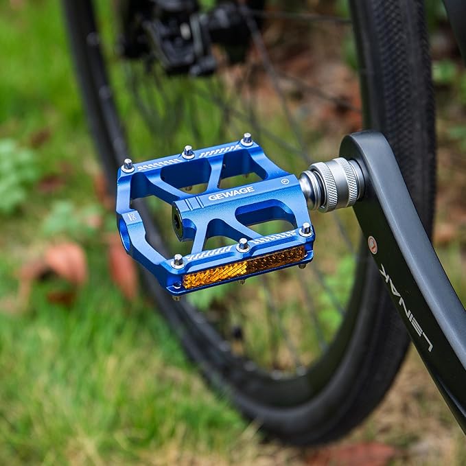 Bike Bicycle Pedals - 9/16” Quick Release Pedals Aluminum Flat Pedals - 3 Bearings Bicycle Pedals with Reflectors for Mountain Road BMX MTB Folding Bike