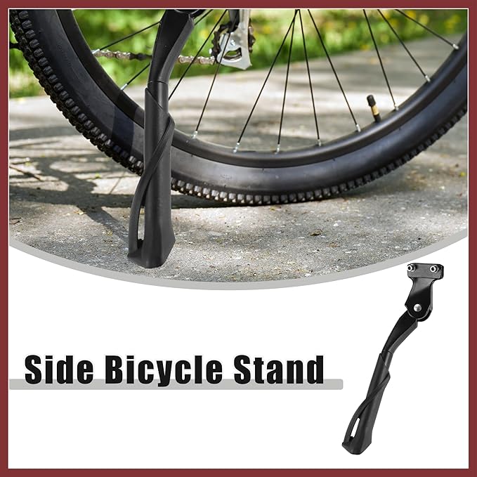 Fit 20-22 Inch Bicycles Adjustable Bicycle Stand with Central 2 Holes Non-Slip Side Stand Kickstand Bicycle for Mountain Bike E-Bike Trekking Replace Parts