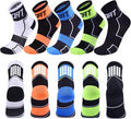 5 Pairs Cycling Socks for Men Compression Athletic Crew Socks Reflective Bike Sock for Hiking Running Climbing Basketball