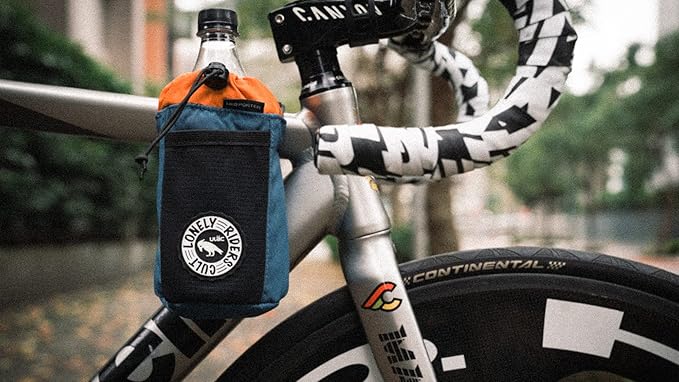 ULAC NEO PORTER C-HOLD Bike Feed Bag for Top Tube, Handlebar, Stem and Saddles (Navy-Orange, Small)