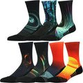 HUSO Cycling Socks for Men Women, Novelty Bike Socks Fun Running Basketball Athletic Crew Socks 3, 4, 7 Pairs