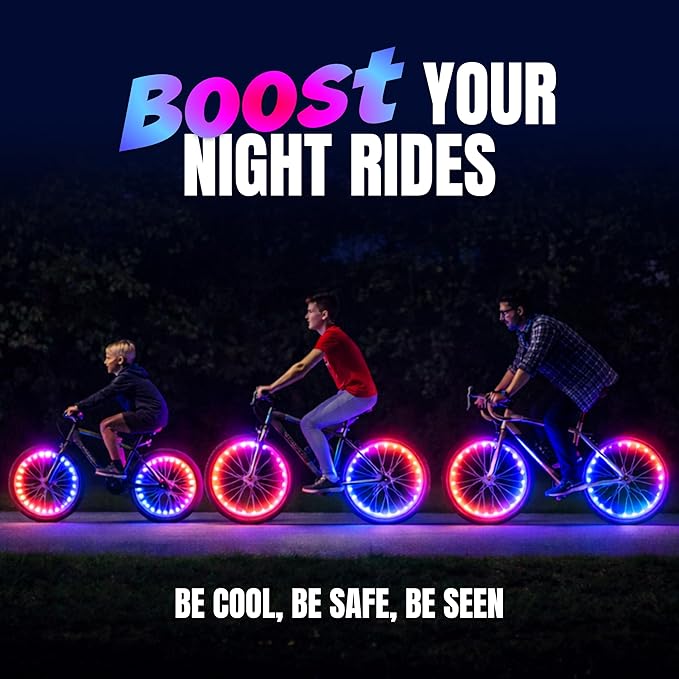 Activ Life 2-Tire Pack LED Bike Wheel Lights with Batteries Included, Get 100% Brighter and Visible from All Angles for Ultimate Safety and Style