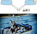 8mm/10mm Black Rectangle Motorcycle Rear view Side Mirrors for Cruiser Chopper Honda Kawasaki Suzuki Yamaha (Silver)