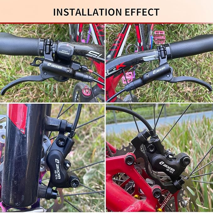 Zoom HB876 Hydraulic Disc Brakes Set, Black, Mountain Bike Left Front 800mm, Adapter Fit EBike Fat Bike Bicycle for Mountain Bike, Road Bike