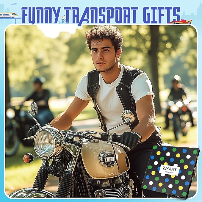 Zmart Funny Transportation Gifts - Race Car Train Motorcycle Tractor Bike Socks for Adult