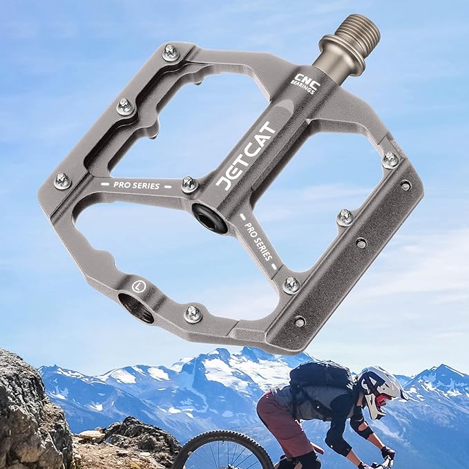 Mountain Bike Pedals Flat - MTB Pedals Flat, Bicycle Pedals, Road Bike Pedals, BMX Pedals, for BMX MTN Road Gravel EBike, Specialized Parts, Adults, Aluminum Metal Stamp 9/16"