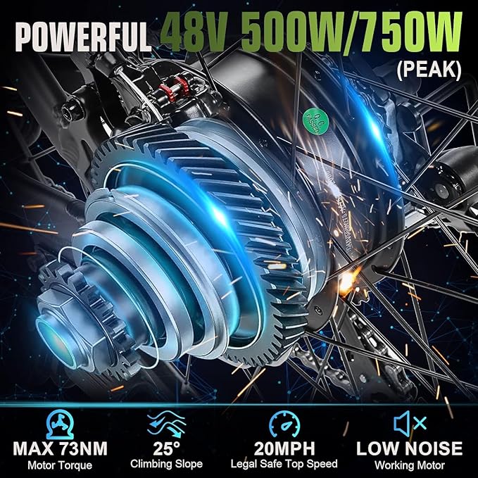 ANCHEER Electric Bike for Adults, Peak 750W Ebike, 3 Hours Fast Charge, 60 Miles Electric Bicycle with 48V/499Wh Battery, 27.5 ''Hummmer Electric Mountain Bike with LCD Display, 21/24 Speed | Peak 750W, Ebike, 3 Hours Fast Charge, 60 Miles, Electric Bi...
